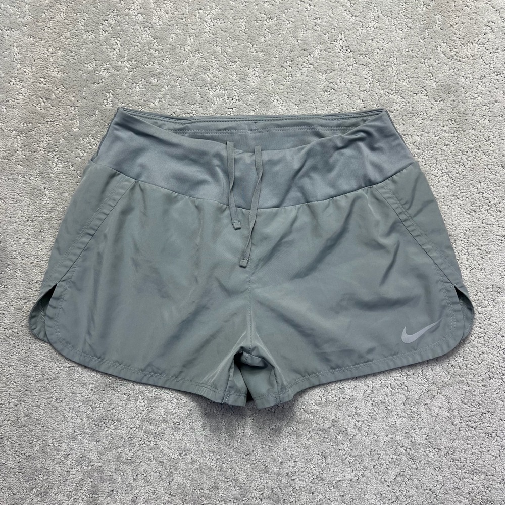 Nike Dri-Fit Running Shorts Womens Small Grey Drawstring Pockets Activewear